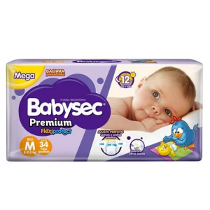 FRALDA BABYSEC GALINHA PINTADINHA PREMIUM MEGA TAMANHO M 34UN