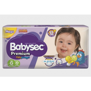 FRALDA BABYSEC PREMIUM TAMANHO G PACOTE MEGA 30 FRALDAS DESCARTÁVEIS