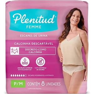 FRALDA CALÇA GERIÁTRICA FEMININA PLENITUD FEMME P/M 8 UNIDADES
