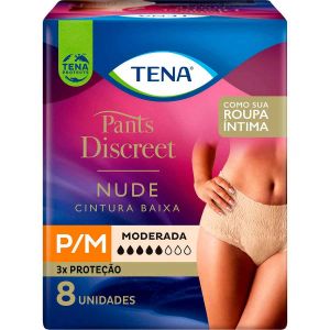 FRALDA CALÇA GERIÁTRICA FEMININA TENA PANTS DISCREET NUDE P/M 8 UNIDADES