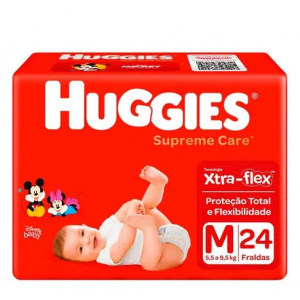 FRALDA DESCARTÁVEL HUGGIES SUPREME CARE JUMBO M 24 UNIDADES