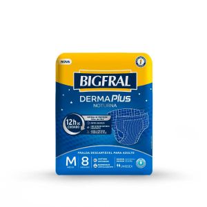 FRALDA GERIÁTRICA BIGFRAL DERMA PLUS NOTURNA M 8 UNIDADES