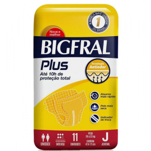 FRALDA GERIÁTRICA BIGFRAL PLUS NORMAL TAMANHO JUVENIL 11 UNIDADES