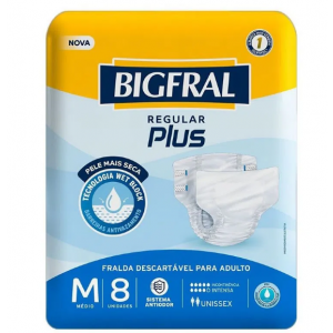 FRALDA GERIÁTRICA BIGFRAL REGULAR PLUS - TAMANHO M - 8 UNIDADES