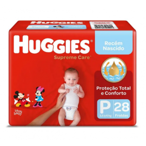 FRALDA HUGGIES SUPREME CARE JUMBO P COM 28 UNIDADES