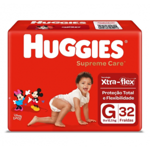 FRALDA HUGGIES SUPREME CARE MEGA G COM 32 UNIDADES