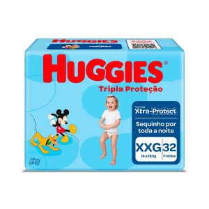 FRALDA HUGGIES TRIPLA PROTEÇÃO XXG COM 32 UNIDADES