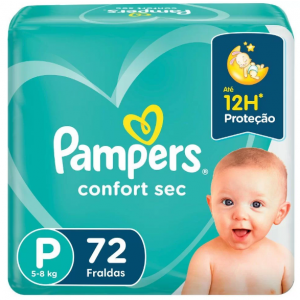 FRALDA PAMPERS CONFORT SEC BAG P COM 72 UNIDADES