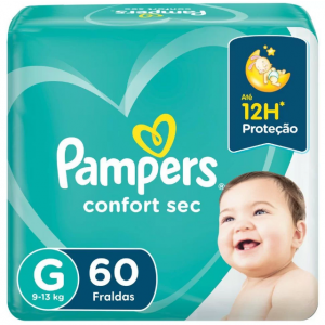 FRALDA PAMPERS CONFORT SEC G 60 UNIDADES