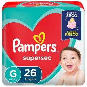 FRALDA PAMPERS SUPERSEC PACOTÃO G - 26 UNIDADES
