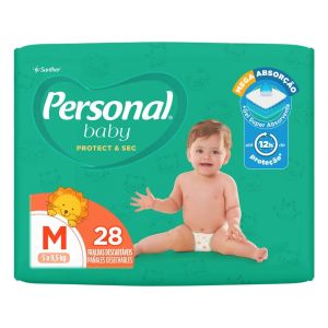 FRALDA PERSONAL BABY PROTECT & SEC TAMANHO M COM 28 FRALDAS DESCARTÁVEIS