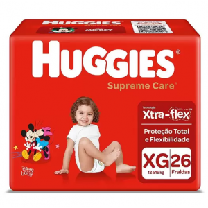 FRALDAS DESCARTÁVEIS HUGGIES SUPREME CARE MEGA XG 26 UN