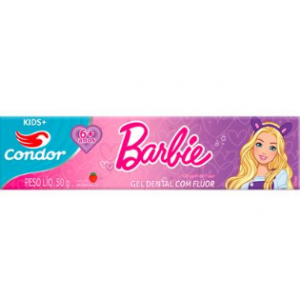 GEL DENTAL COM FLÚOR DE MORANGO BARBIE CONDOR 50G