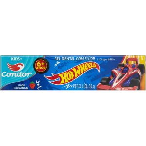 GEL DENTAL INFANTIL COM FLÚOR HOT WHEELS SABOR MORANGO 