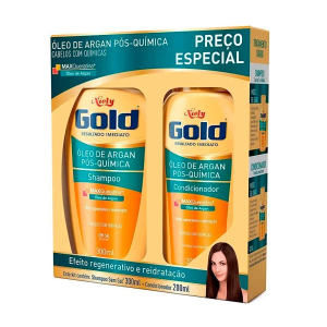 KIT NIELY GOLD ÓLEO DE ARGAN PÓS-QUÍMICA COM 1 SHAMPOO DE 300ML + 1 CONDICIONADOR DE 200ML
