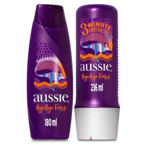 KIT AUSSIE BYE BYE FRIZZ SHAMPOO 180ML + CREME DE TRATAMENTO 3 MINUTE MIRACLE 236ML