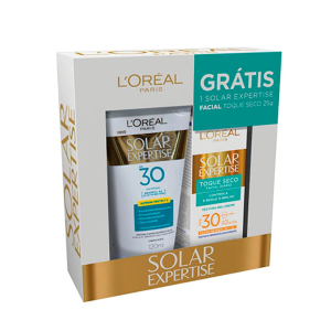 KIT PROTETOR SOLAR L'ORÉAL EXPERTISE SUPREME PROTECT 4 FPS 30 COM 120ML + PROTETOR SOLAR FACIAL TOQUE SECO FPS 30 COM 25G