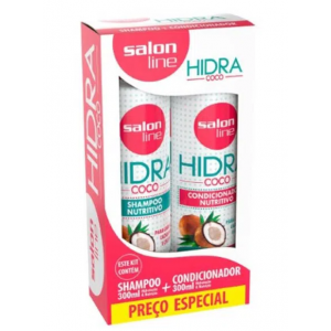 KIT SHAMPOO HIDRATAÇÃO + CONDICIONADOR COCO 300ML - SALON LINE