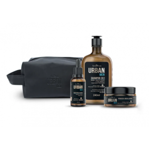 KIT URBAN MEN SHAMPOO + ÓLEO + POMADA + GRÁTIS NECESSAIRE