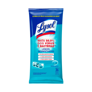 LENÇO DESINFETANTE LYSOL FRESCOR MARINHO COM 36 UNIDADES