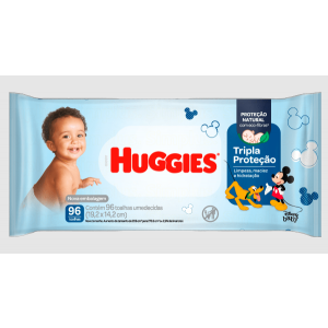 LENÇO UMEDECIDO HUGGIES TRIPLA PROTEÇÃO 96 UNIDADES