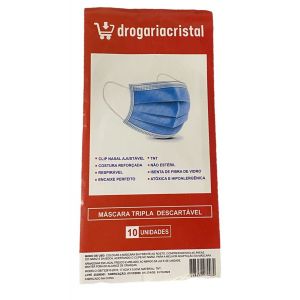MASCARA TRIPLA DESCARTÁVEL DROGARIACRISTAL.COM 10 UNIDADES