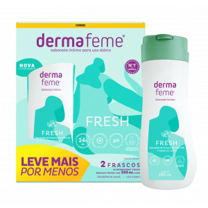 KIT DERMAFEME SABONETE ÍNTIMO FRESH COM 2 DE 200ML