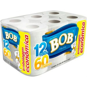 PAPEL HIGIÊNICO BOB FOLHA SIMPLES NEUTRO COM 12 UNIDADES