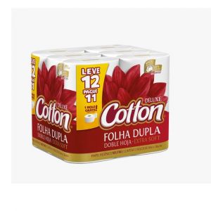 PAPEL HIGIÊNICO COTTON FOLHA DUPLA COMPACTO LEVE 12 PAGUE 11