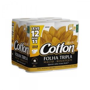 PAPEL HIGIÊNICO COTTON FOLHA TRIPLA LEVE 12 PAGUE 11 UNIDADES