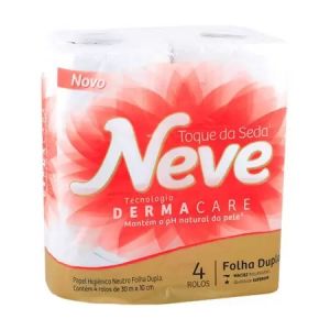 PAPEL HIGIÊNICO NEVE NEUTRO FOLHAS DUPLAS COM 4 UNIDADES