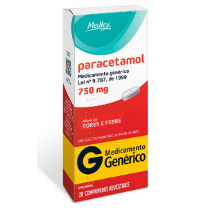 PARACETAMOL 750MG COM 20 COMPRIMIDOS - MEDLEY 