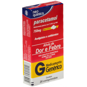 PARACETAMOL 750MG COM 20 COMPRIMIDOS - NEO QUÍMICA