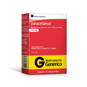 PARACETAMOL 750MG COM 20 COMPRIMIDOS  - UNIÃO QUÍMICA