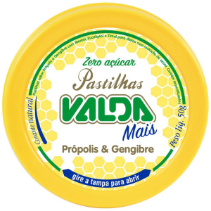 PASTILHA VALDA MAIS SABOR PRÓPOLIS E GENGIBRE COM 50G