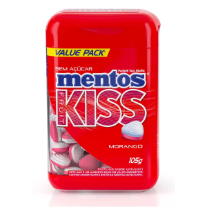 PASTILHAS MENTOS KISS MORANGO COM 105G
