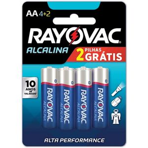 PILHA RAYOVAC PALITO ALCALINA AA CARTELA COM 6 UNIDADES