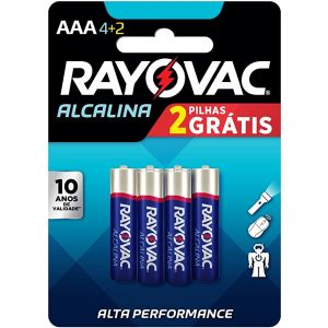 PILHA RAYOVAC PALITO ALCALINA AAA CARTELA COM  6 UNIDADES