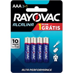 PILHA RAYOVAC PALITO ALCALINA AAA CARTELA COM 4 UNIDADES