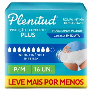 PLENITUD ROUPA ÍNTIMA DESCARTÁVEL UNISSEX PLUS P/M 16UNI