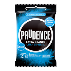 PRESERVATIVO PRUDENCE EXTRA GRANDE ULTRA SENSÍVEL COM 3 UNIDADES