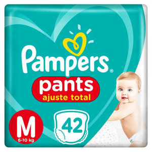 FRALDA PAMPERS PANTS AJUSTE TOTAL MEGA TAMANHO M 42 UNIDADES