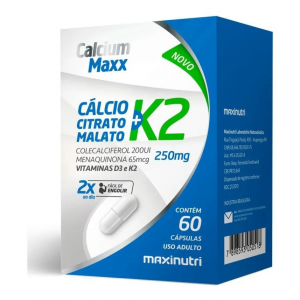 CÁLCIO MAXX VITAMINA K2 + D3 - 60 CÁPSULAS - MAXINUTRI