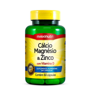 CÁLCIO + MAGNÉSIO + ZINCO + VIT. D 60 CÁPSULAS - MAXINUTRI