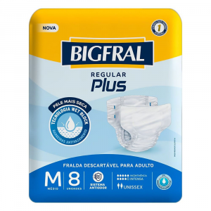 FRALDA GERIÁTRICA BIGFRAL REGULAR PLUS - TAMANHO M - 9 UNIDADES