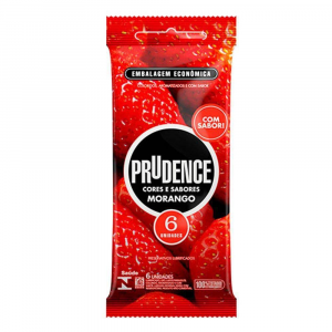 PRESERVATIVO PRUDENCE COR & SABOR PRESERVATIVO MORANGO COM 6 UNIDADES