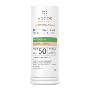 PROTETOR SOLAR FACIAL ADCOS STICK ULTRALEVE BEIGE FPS50 COM 12G
