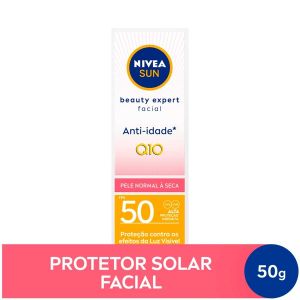 PROTETOR SOLAR FACIAL NIVEA SUN BEAUTY PELE NORMAL A SECA FPS50 COM 50G