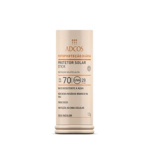 PROTETOR SOLAR FACIAL STICK ADCOS BASE BASTÃO INCOLOR FPS 70 COM 12G