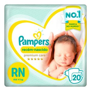 FRALDA PAMPERS PREMIUM CARE RECÉM-NASCIDO RN - 20 UNIDADES